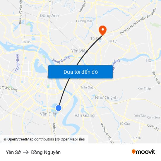 Yên Sở to Đồng Nguyên map