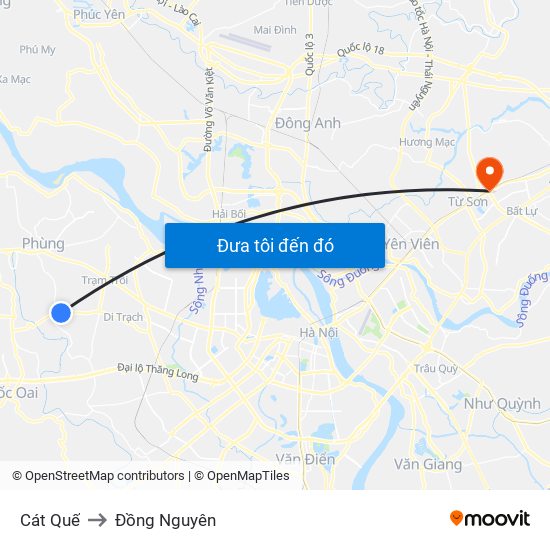 Cát Quế to Đồng Nguyên map