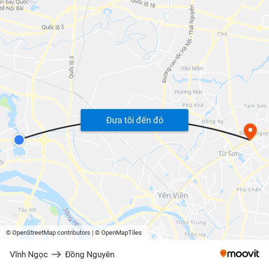 Vĩnh Ngọc to Đồng Nguyên map