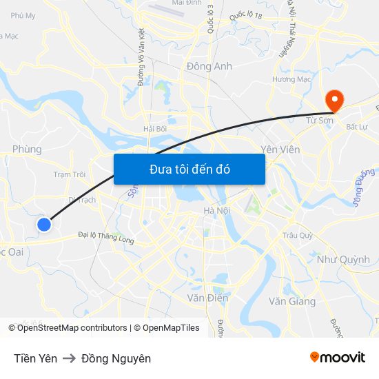 Tiền Yên to Đồng Nguyên map