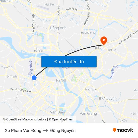2b Phạm Văn Đồng to Đồng Nguyên map