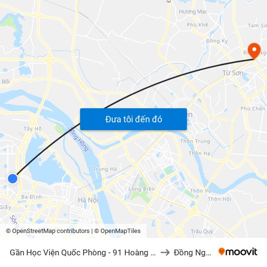 Gần Học Viện Quốc Phòng - 91 Hoàng Quốc Việt to Đồng Nguyên map