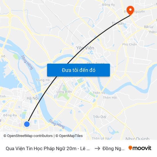 Qua Viện Tin Học Pháp Ngữ 20m - Lê Thanh Nghị to Đồng Nguyên map