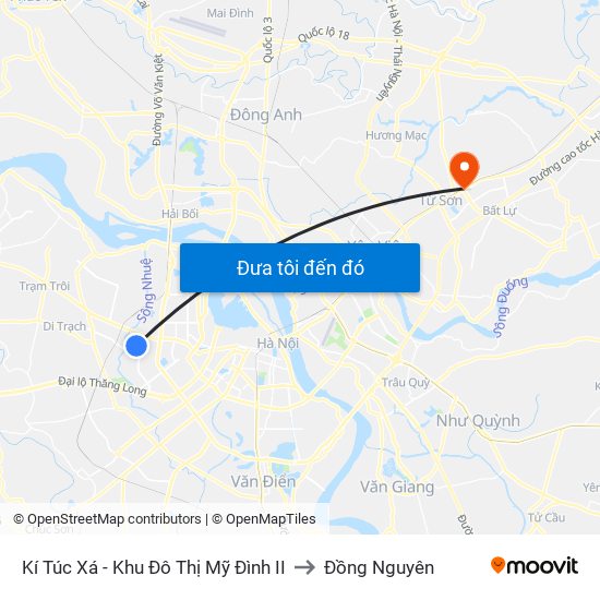 Kí Túc Xá - Khu Đô Thị Mỹ Đình II to Đồng Nguyên map
