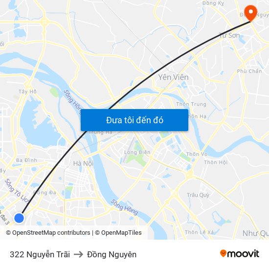 322 Nguyễn Trãi to Đồng Nguyên map