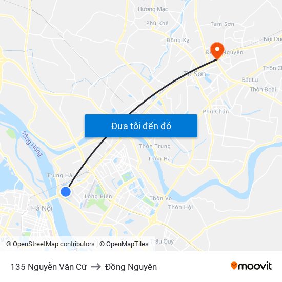 135 Nguyễn Văn Cừ to Đồng Nguyên map