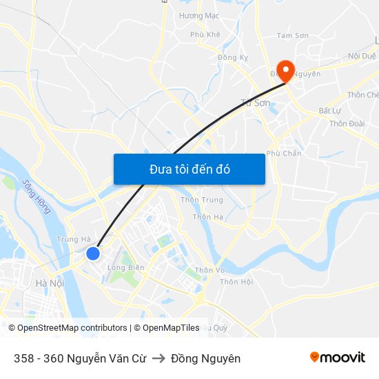 358 - 360 Nguyễn Văn Cừ to Đồng Nguyên map