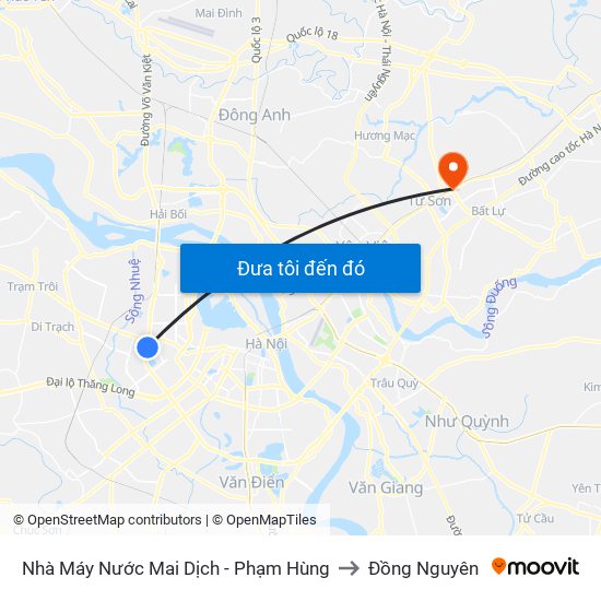 Nhà Máy Nước Mai Dịch - Phạm Hùng to Đồng Nguyên map