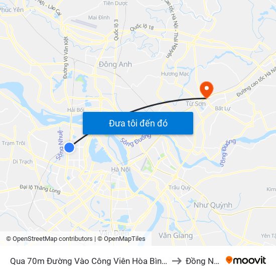 Qua 70m Đường Vào Công Viên Hòa Bình - Phạm Văn Đồng to Đồng Nguyên map