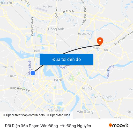 Đối Diện 36a Phạm Văn Đồng to Đồng Nguyên map