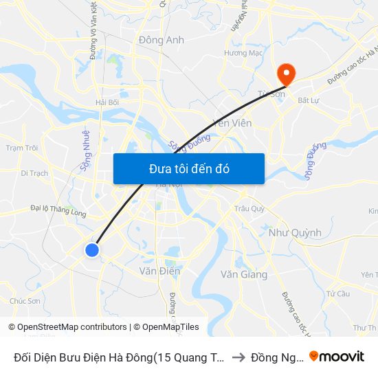 Đối Diện Bưu Điện Hà Đông(15 Quang Trung Hà Đông) to Đồng Nguyên map