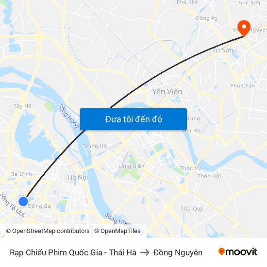 Rạp Chiếu Phim Quốc Gia - Thái Hà to Đồng Nguyên map