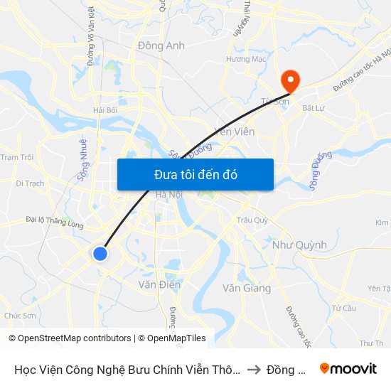 Học Viện Công Nghệ Bưu Chính Viễn Thông - Trần Phú (Hà Đông) to Đồng Nguyên map