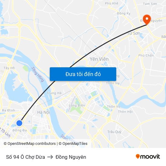 Số 94 Ô Chợ Dừa to Đồng Nguyên map