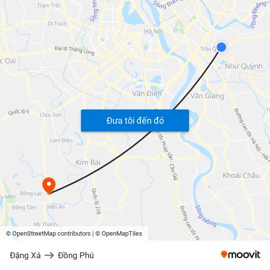 Đặng Xá to Đồng Phú map