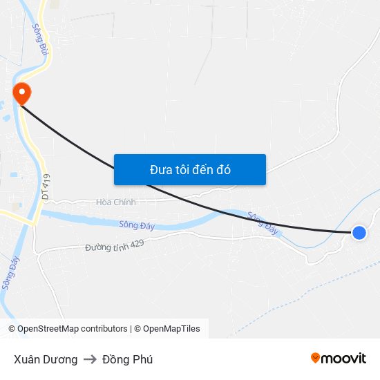 Xuân Dương to Đồng Phú map
