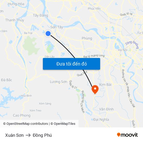 Xuân Sơn to Đồng Phú map