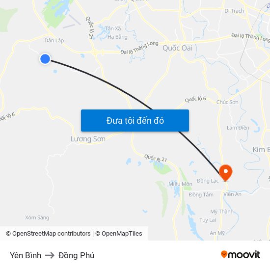 Yên Bình to Đồng Phú map