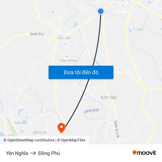 Yên Nghĩa to Đồng Phú map