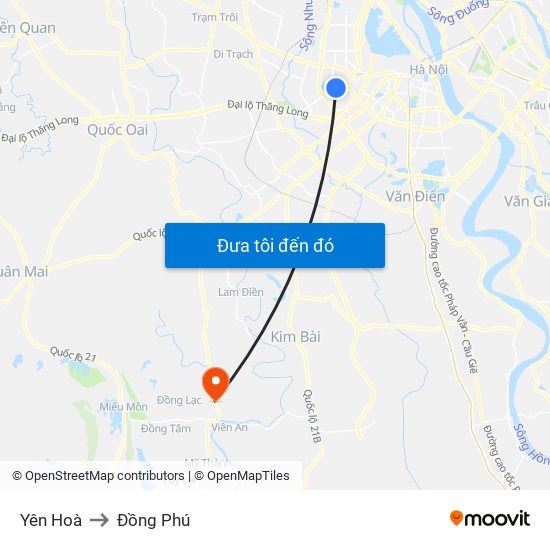 Yên Hoà to Đồng Phú map