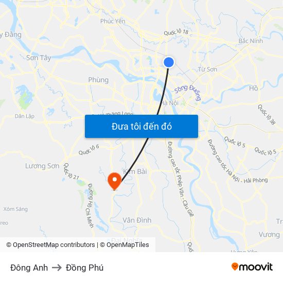 Đông Anh to Đồng Phú map