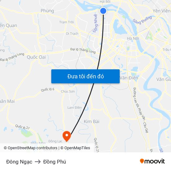 Đông Ngạc to Đồng Phú map