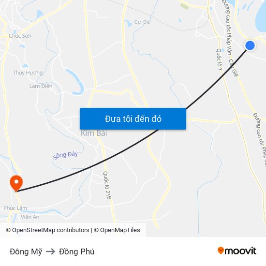 Đông Mỹ to Đồng Phú map