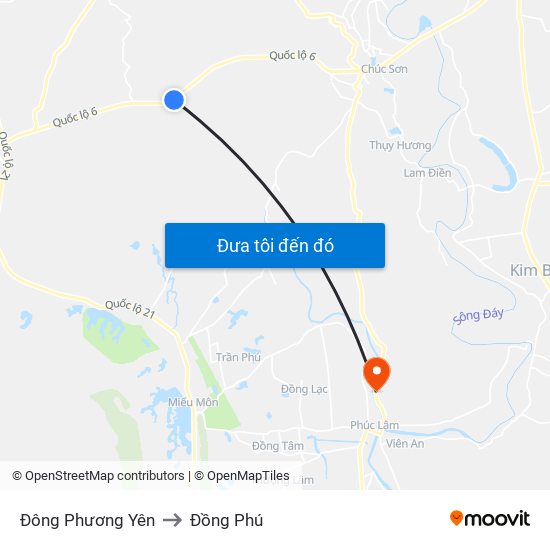 Đông Phương Yên to Đồng Phú map