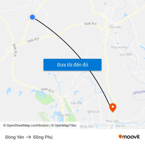 Đông Yên to Đồng Phú map