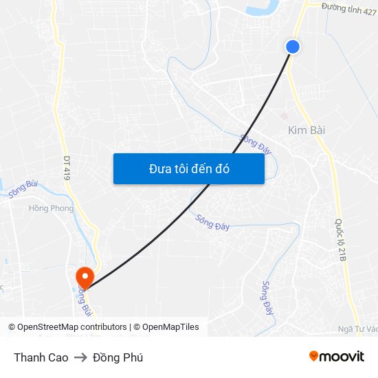 Thanh Cao to Đồng Phú map