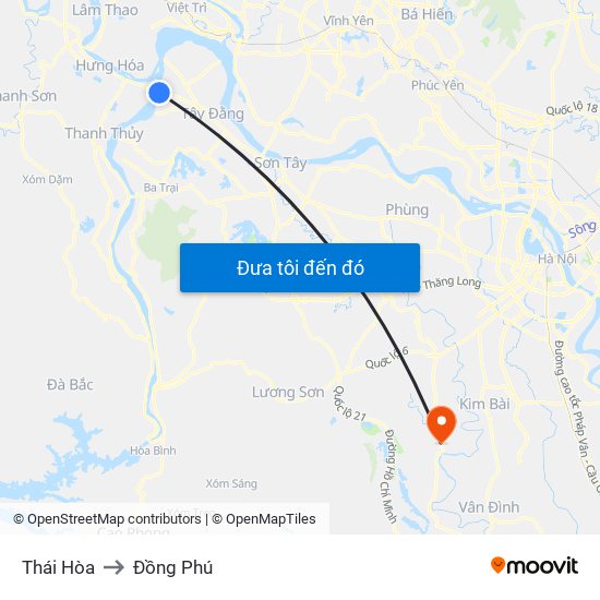 Thái Hòa to Đồng Phú map