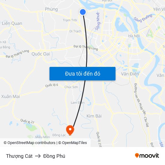 Thượng Cát to Đồng Phú map