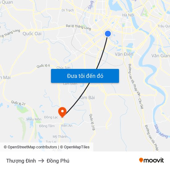 Thượng Đình to Đồng Phú map