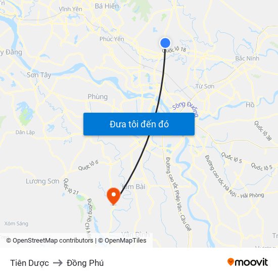 Tiên Dược to Đồng Phú map