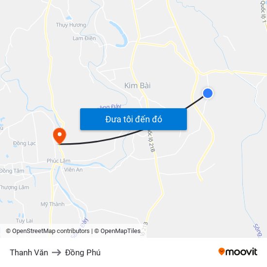 Thanh Văn to Đồng Phú map