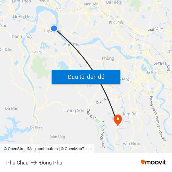 Phú Châu to Đồng Phú map