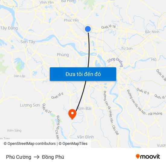 Phú Cường to Đồng Phú map