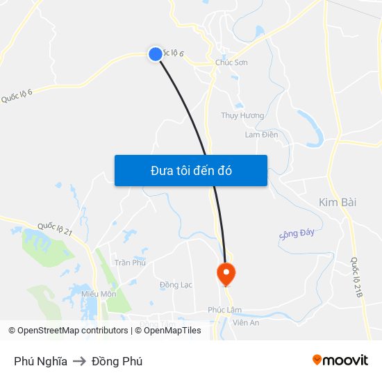 Phú Nghĩa to Đồng Phú map