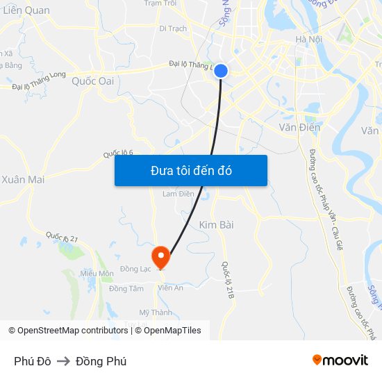 Phú Đô to Đồng Phú map