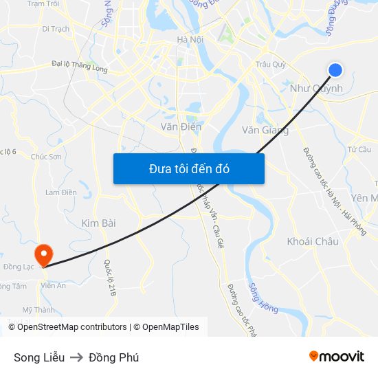 Song Liễu to Đồng Phú map