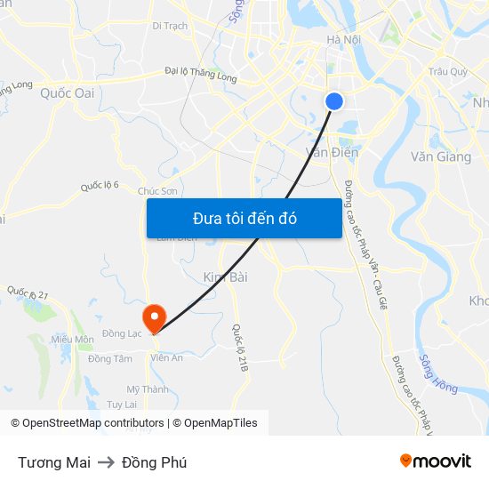 Tương Mai to Đồng Phú map