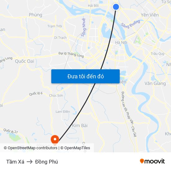 Tầm Xá to Đồng Phú map