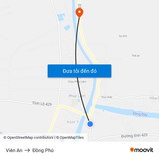 Viên An to Đồng Phú map