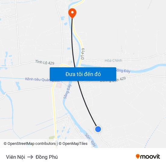 Viên Nội to Đồng Phú map