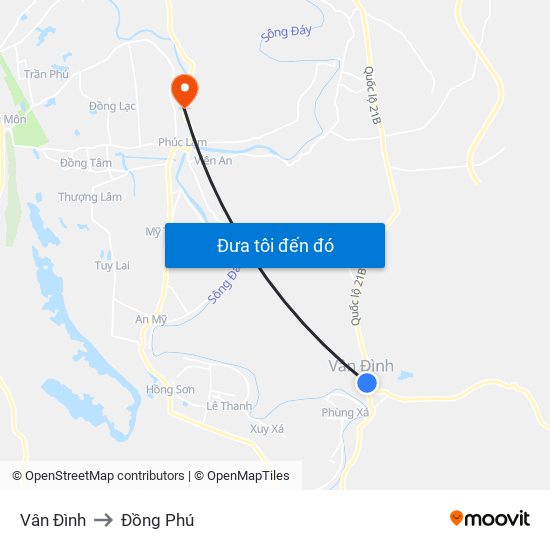 Vân Đình to Đồng Phú map