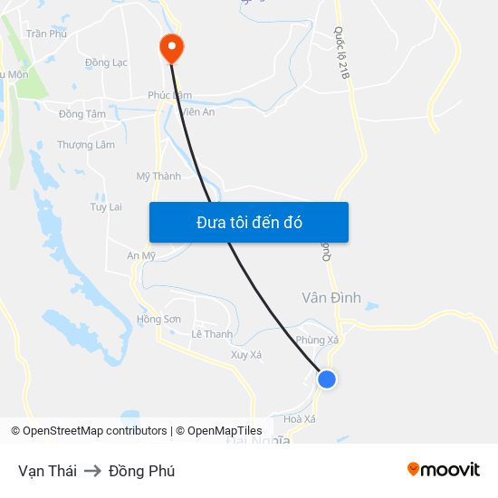 Vạn Thái to Đồng Phú map