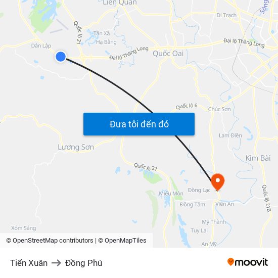 Tiến Xuân to Đồng Phú map