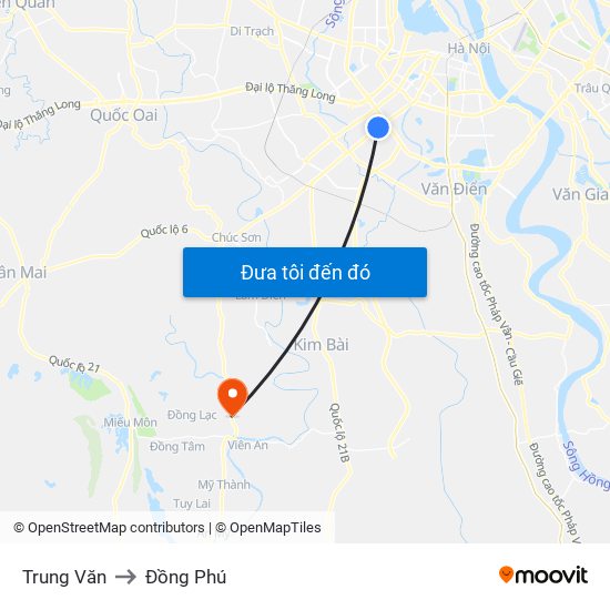 Trung Văn to Đồng Phú map