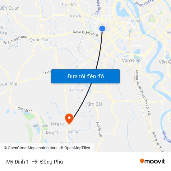 Mỹ Đình 1 to Đồng Phú map
