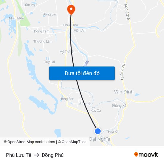 Phù Lưu Tế to Đồng Phú map